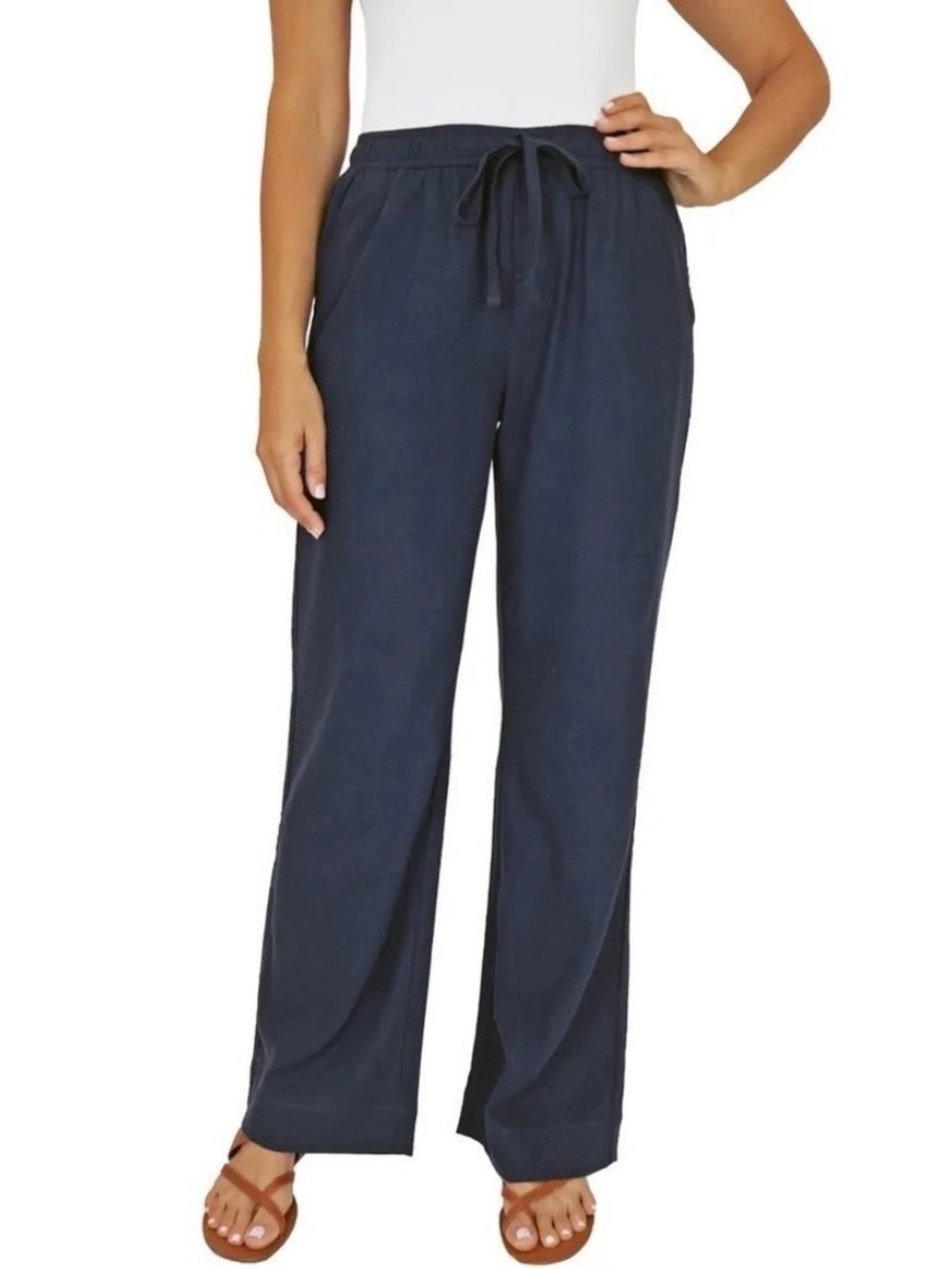 Women’s Briggs Wide-Leg Drawstring Pants in Navy NWT
